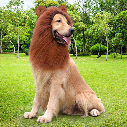 Lion Mane for Dog Costumes, Realistic Wig for Medium to Large Sized Dogs (Dark Brown)